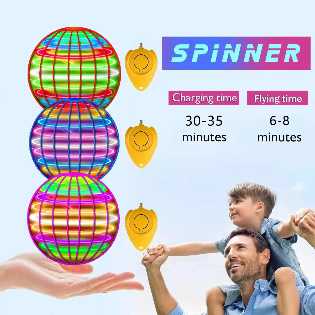 Flying Ball Boomerang Spinner Toys Hand Control Drone 360° Rotating Mini UFO With LED Lights for Children Funny Birthday Gifts