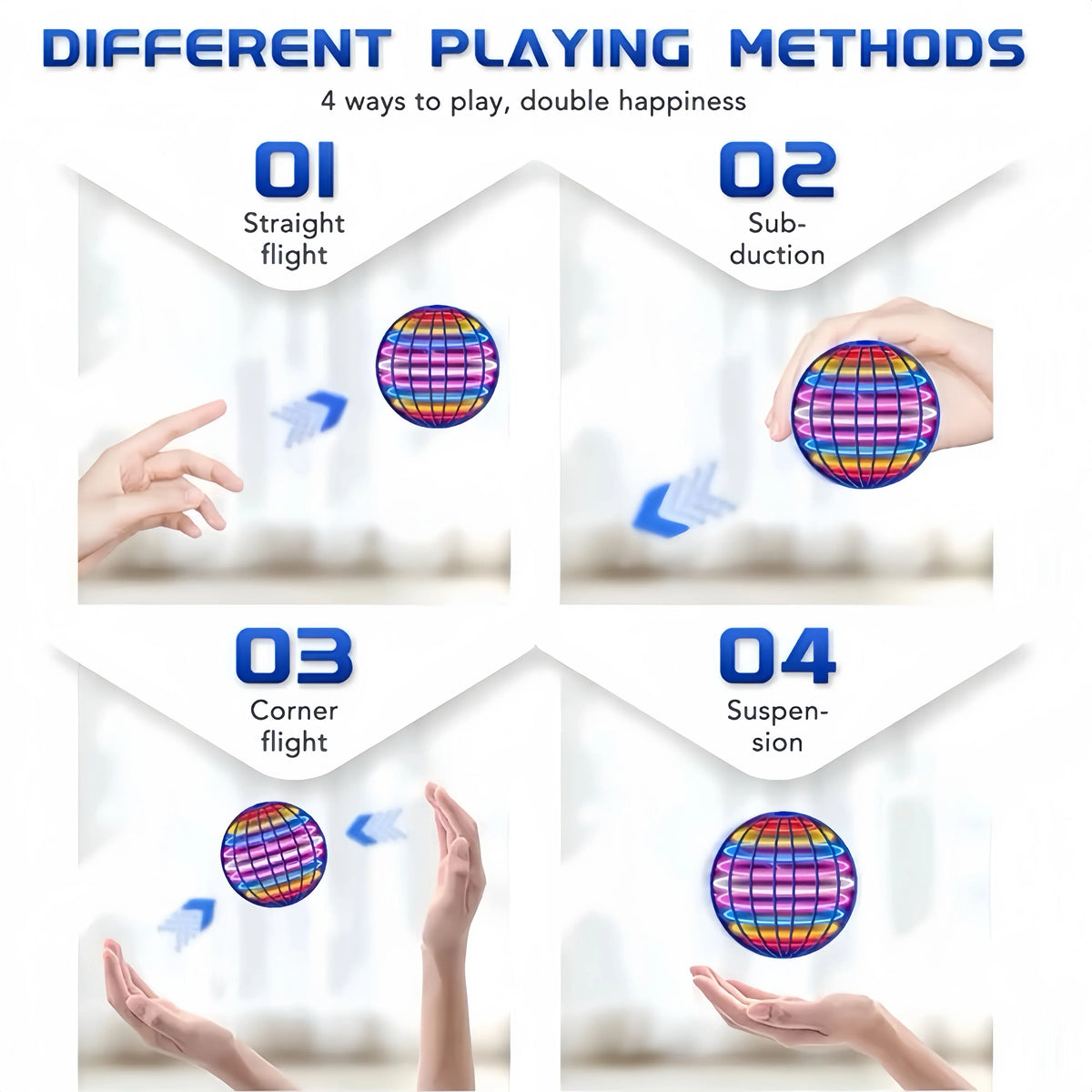 Flying Ball Boomerang Spinner Toys Hand Control Drone 360° Rotating Mini UFO With LED Lights for Children Funny Birthday Gifts